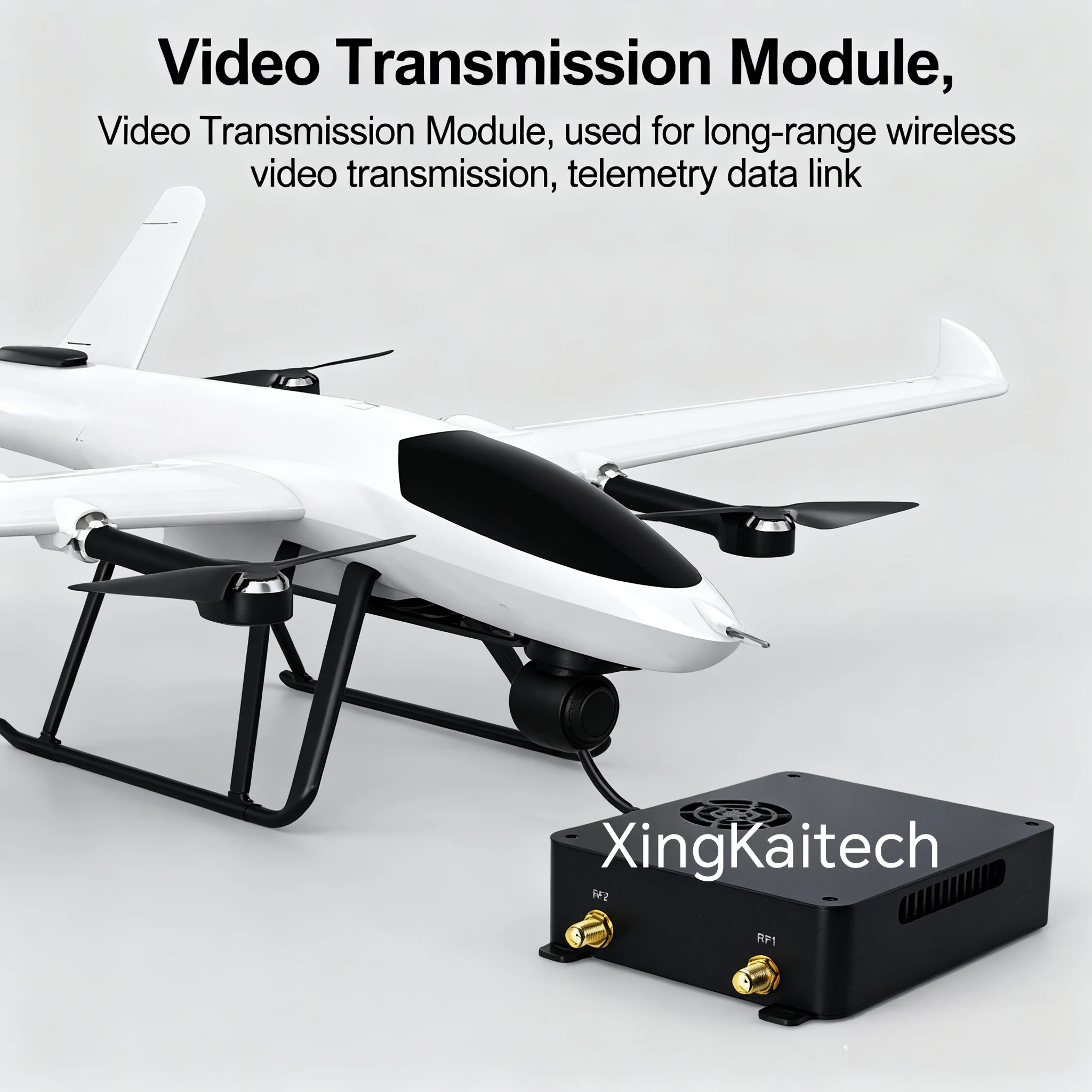 Vtol Drohnen-Funktransceiver, Funkkommunikation, WLAN mit großer Reichweite, 30–100 km, Sender mit Glasfaser-Antennenverbindungskabel Image
