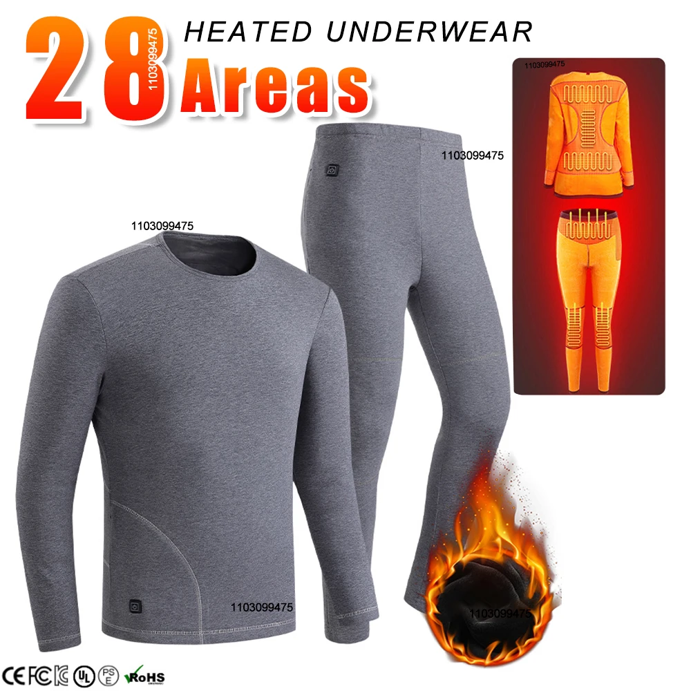 28 zones sous-vêtements chauffants chemises de randonnée suites de ski hauts pantalons hommes femmes sous-vêtements thermiques USB veste chauffante manteaux d