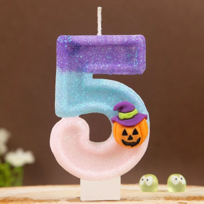 Digitale Kerzen Kürbis Hexenhut Kuchen Party Kreative Halloween Geburtstagskerzen Image