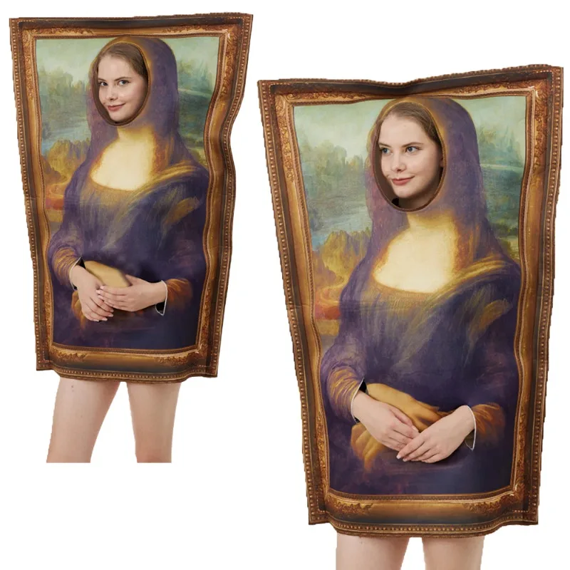 Berühmte Gemälde Kostüm Mona Lisa der Schrei Halloween erwachsene Männer Frauen lustige Keramik verkleiden Purim Halloween Party Requisiten Image