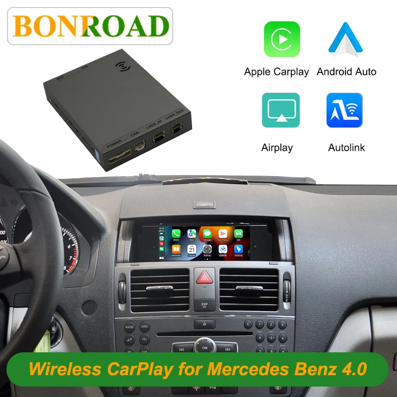 Bonroad Carplay Android Auto Interface Adapter For Mercedes Benz NTG 4.0 C class W204 E class W212 GLK X204 CLS W218 SLK R172 Image