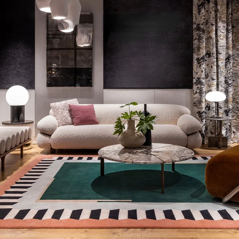 American Retro Carpets Living Room Thicken Flannel Floor Mat Home Lounge Rug Irregular Bedroom Decor Anti-slip Carpet Office