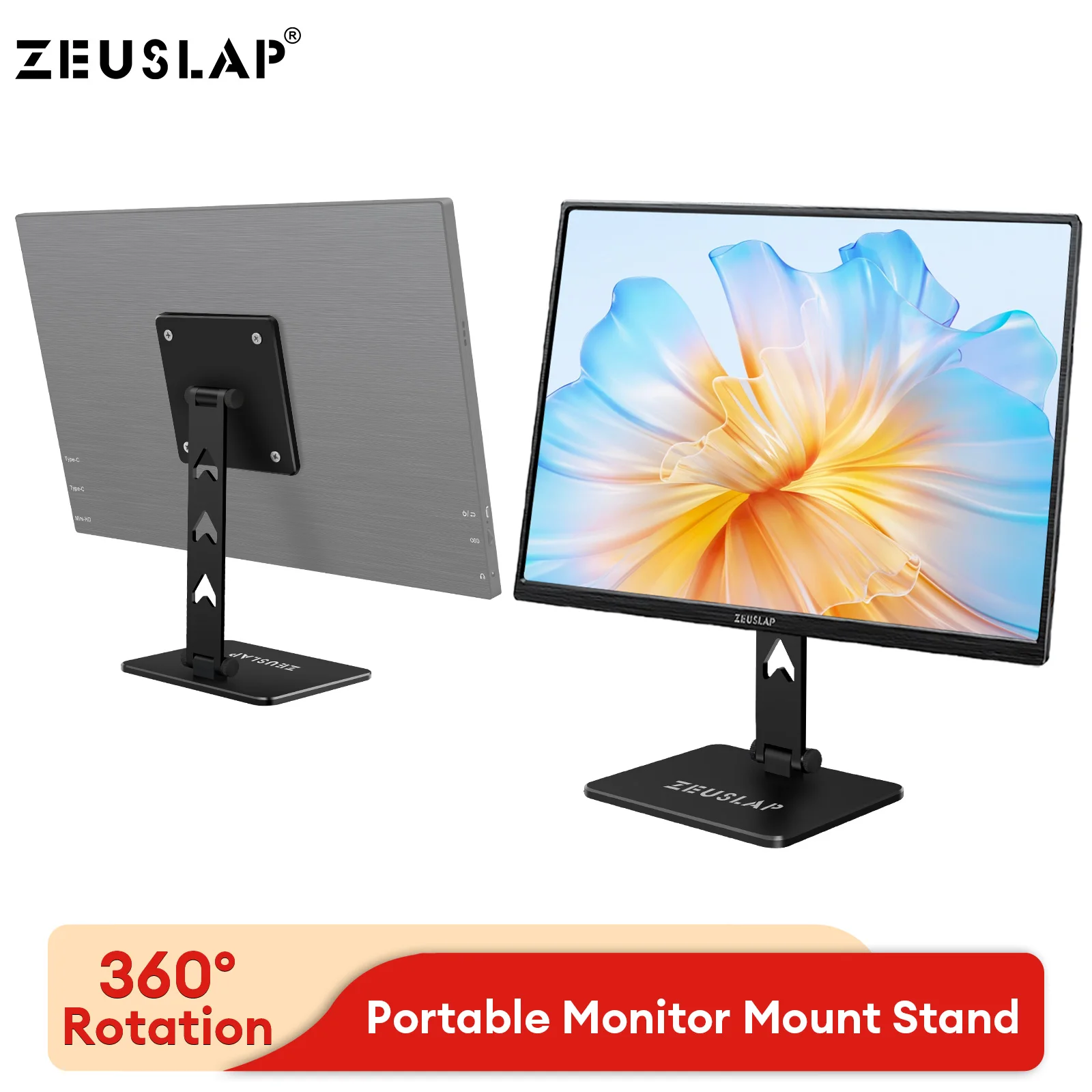 Zeuslap rotierender tragbarer Monitor Schreibtisch Metallst änder halter für Vesa Mount Monitor Image