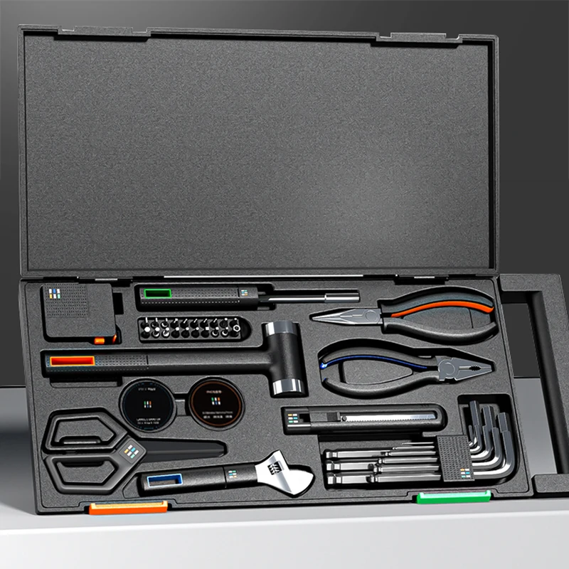 LEADLOONG Kit d'outils de réparation Kit d'outils manuels ménagers ensemble d'outils de réparation automobile avec boîte à outils en plastique mallette de rangement