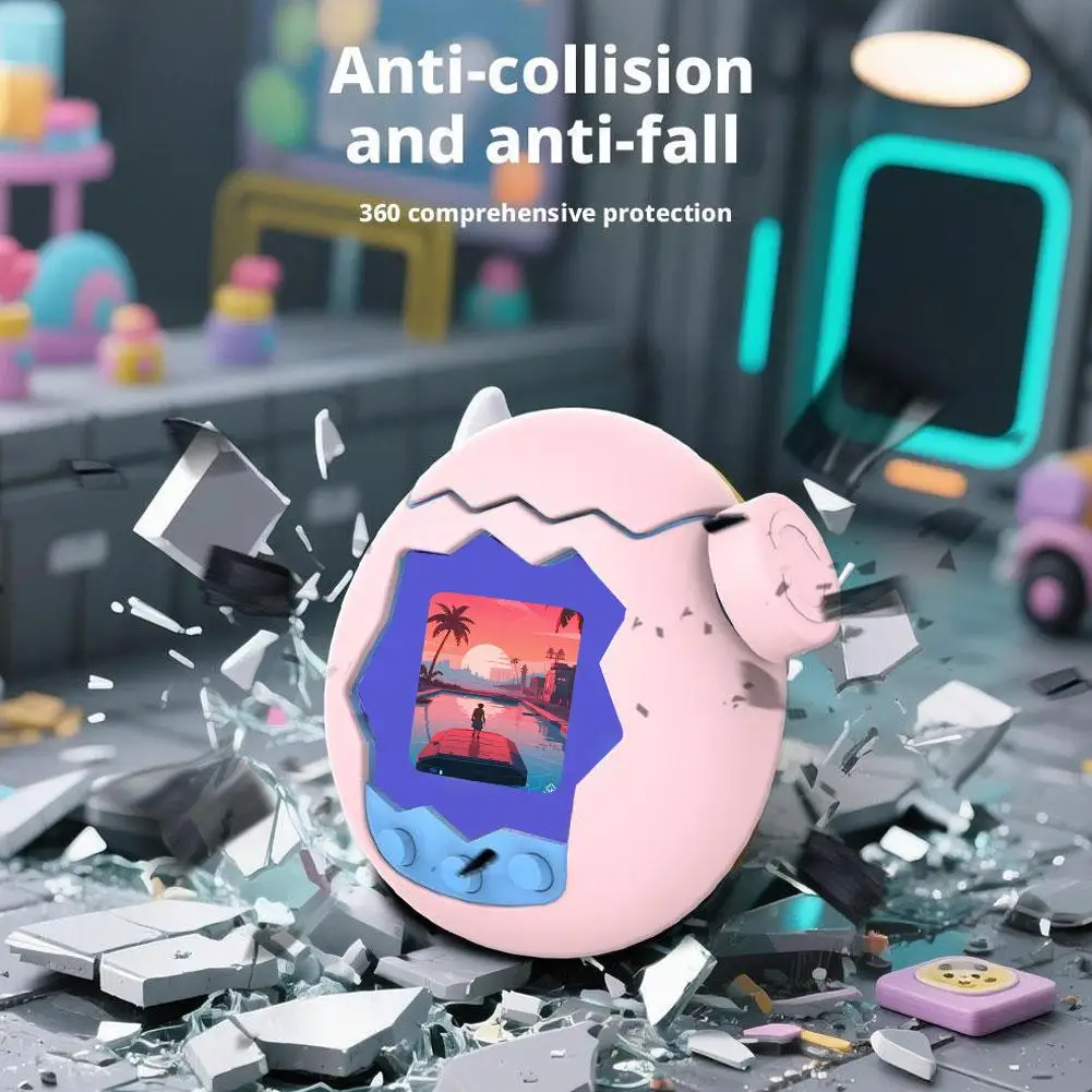 Für Tamagotchi Paradise Silikon-Schutzhülle, sturzsichere und kratzfeste einfarbige Schale mit Anti-Verlust-Riemen Image
