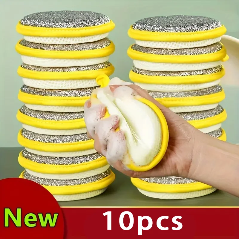 10/5PCS Doppio Lato Spugna per lavare i piatti Spazzola per lavare i piatti Pan Pot Spugne per lavare i piatti Pulizia della casa Utensili da cucina riutilizzabili