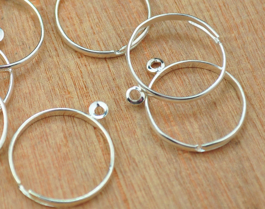 30 anelli in argento, anello in argento regolabile con anello da 3,5 mm, anelli con ciondoli in argento, anelli con ciondoli regolabili, anelli fai da
