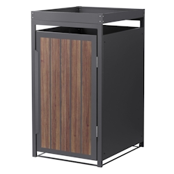 ML-Design Mülltonnenbox 1er mit Pflanzdach, Anthrazit-Holzoptik, Stahl, wetterfest – Verkleidung für 1 Tonne à 240 L mit Tür, 68×80×124 cm Image