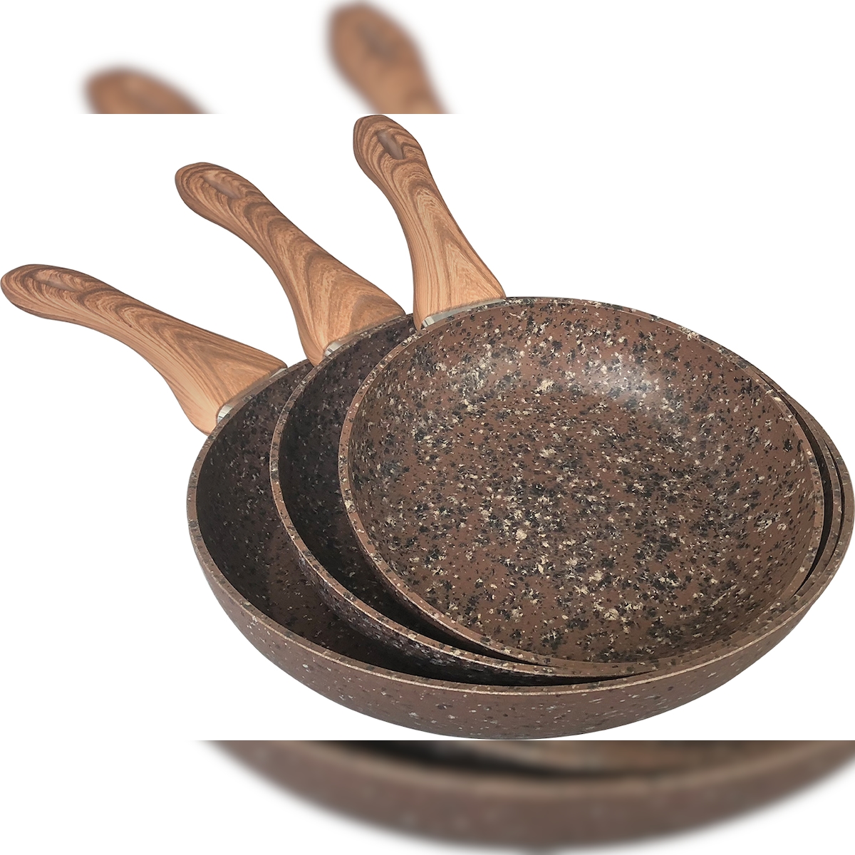 CS KOCHSYSTEME, STEINFURT Bratpfanne Ø 20 cm, braune Antihaftbeschichtung, Soft-Touch-Griff in Holzoptik, einzeln Image