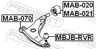 FEBEST Lagerung, Lenker vorne links für MITSUBISHI CHRYSLER VOLVO MR102653 MB808909 MR241341 MAB-021 Image
