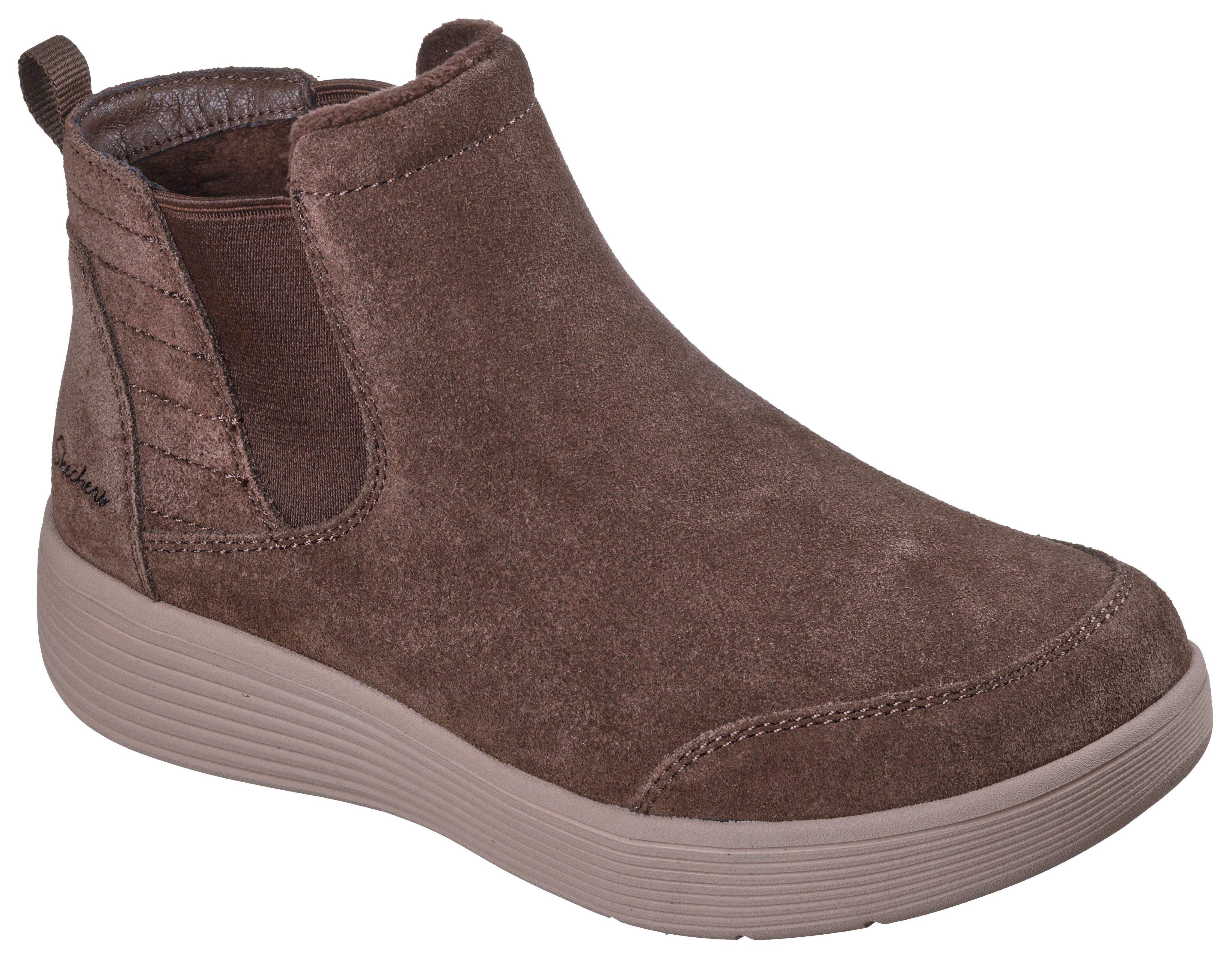 Chelseaboots SKECHERS "ARCH FIT LAGUNA", Damen, Gr. 36, dunkelbraun, Veloursleder, Schuhe Chelseaboots, Chelseaboots, Winterboots mit bequemen Relaxed Fit, Topseller