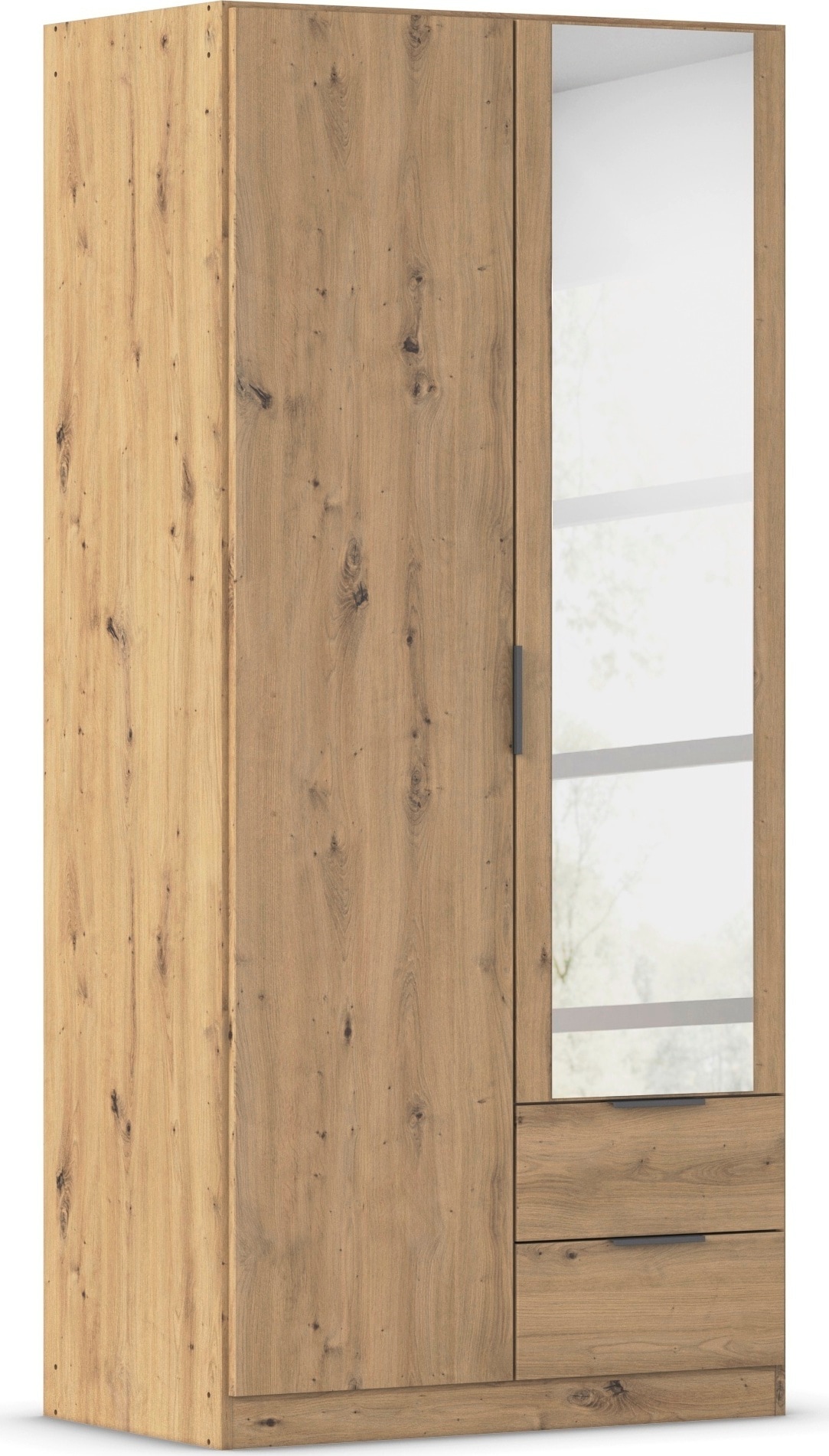 Kleiderschrank RAUCH "Drehtürenschrank Schrank Garderobe Ankleide Schlafzimmer LAGOA", eiche artisan, B:91cm H:197cm T:54cm, Holzwerkstoff, Schränke, geräumige Schubladen, 3 Breiten, optional mit Aufsatz MADE IN GERMANY Image