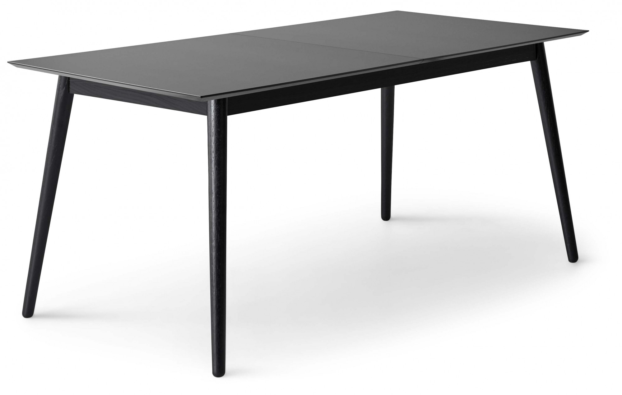 Esstisch HAMMEL FURNITURE "Meza Designtisch mit Auszugsfunktion und 2 Einlegeplatten", schwarz (schwarz, natur, schwarz), B:165cm H:74cm T:90cm, Tischplatte: Schwarzes nanobehandeltes Fenix-Laminat (schwarzer Rand), Gestell: Massive schwarz gebeizte...
