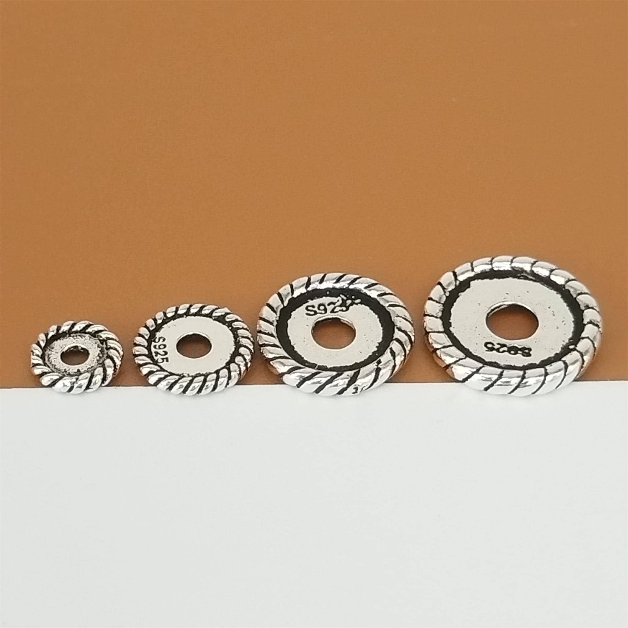 Sterling Silber Spacer Perlen, 925er Silber runde Spacer Beads, Reifen Perle, Armband Bead, Spacer Zahnrad Bead, runde Perle 6 mm 8 mm 10 mm 12 mm