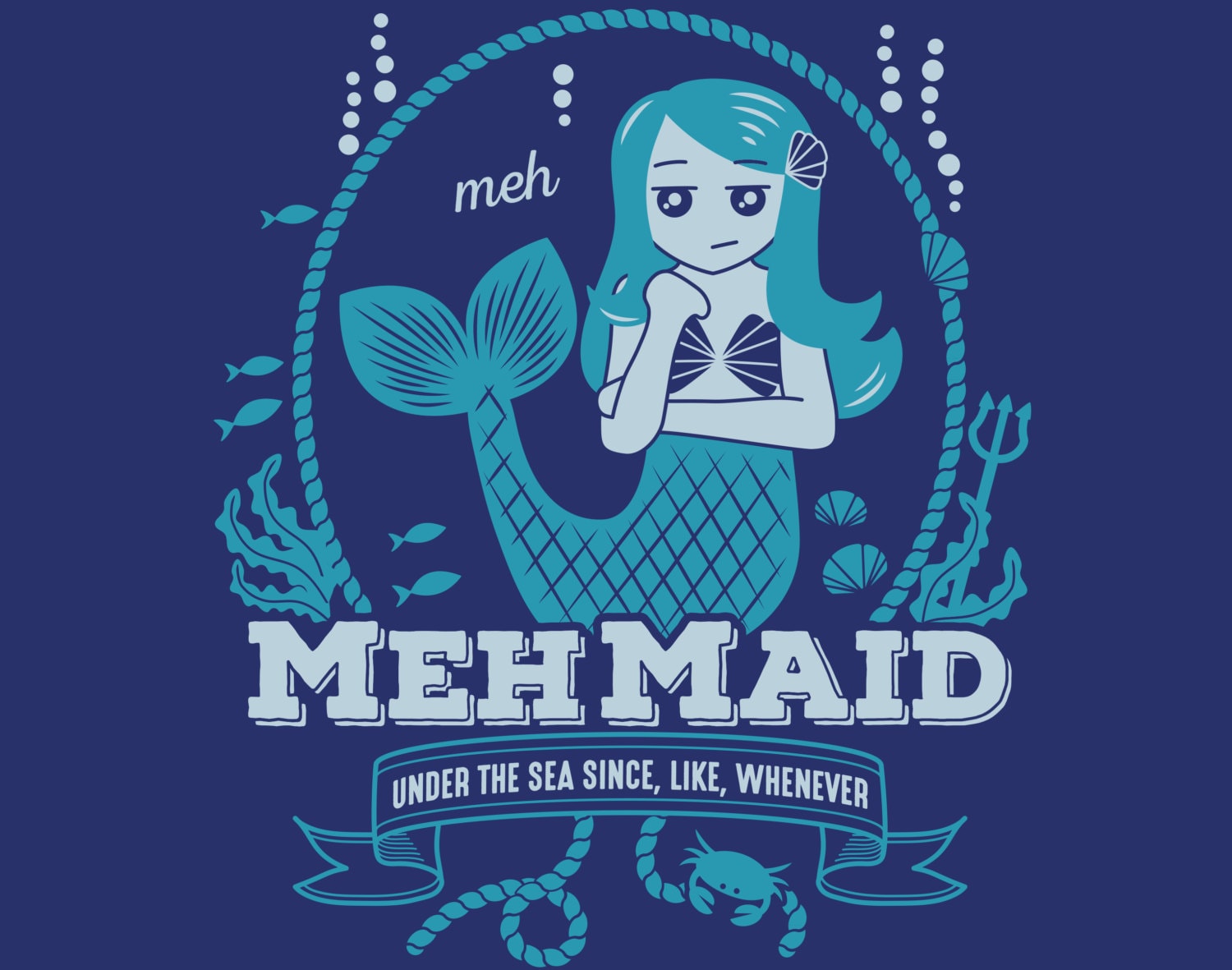 Meerjungfrau T-Shirt - Mehmaid - Damen & Herren - Meerjungfrau T-Shirt - Meerjungfrauen - Lustige T-Shirts - Mehmaid Geschenke - Blau - Wortspiele / L