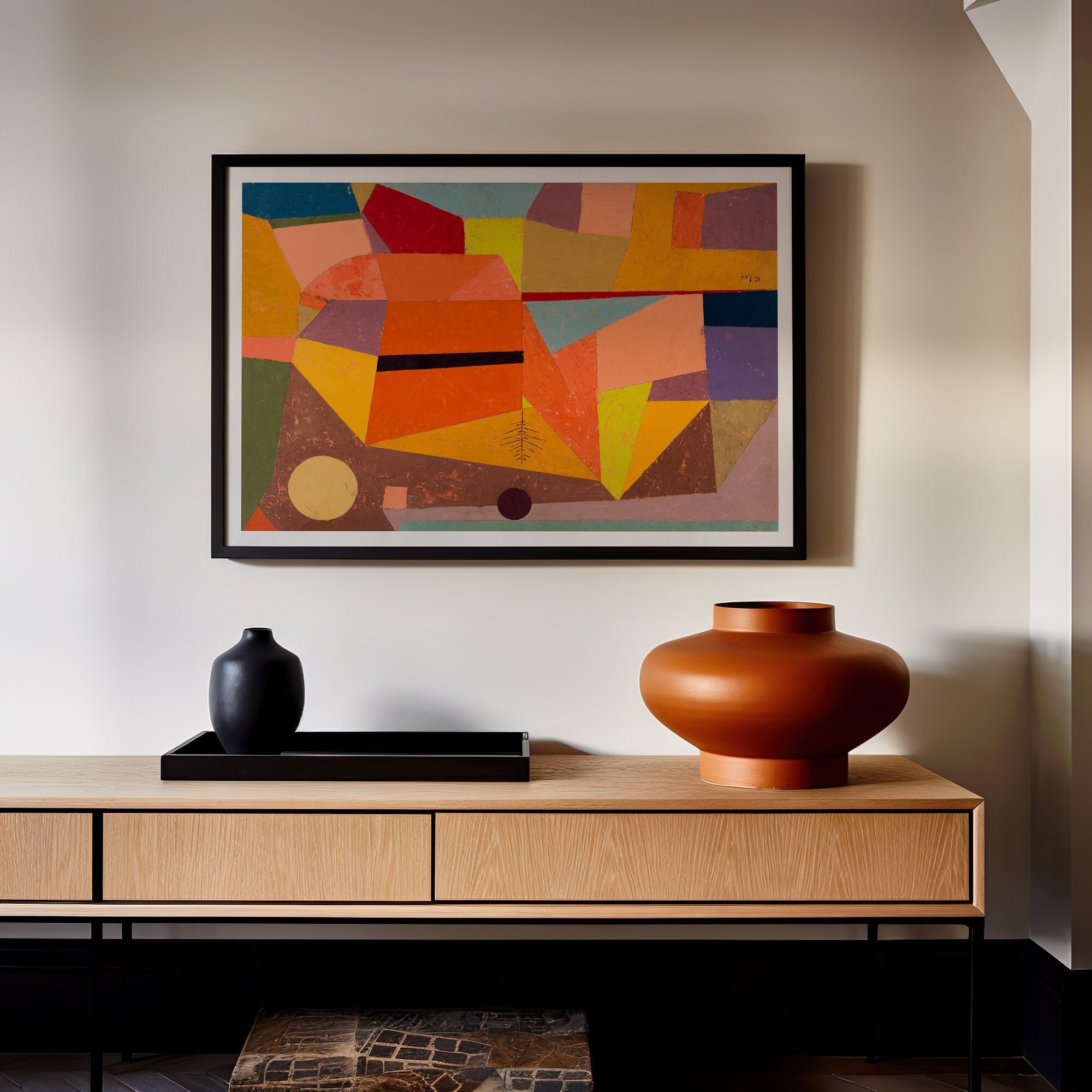 Berglandschaft Kunstdruck - Mid-Century Modern Wanddekoration, Berglandschaft, Mid-Century Modern, Wanddekoration, Bergszene, Mid-Century Modern