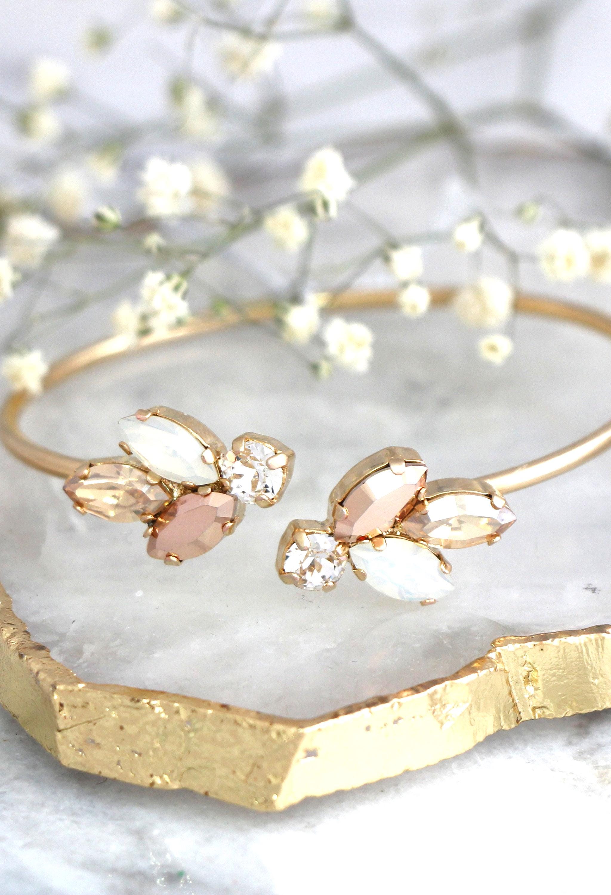 Braut Rose Gold Armband, Rose Gold Armband, Braut Manschette Armband, Braut Opal Gold Armband, Brautjungfern Armbänder, Braut Armband