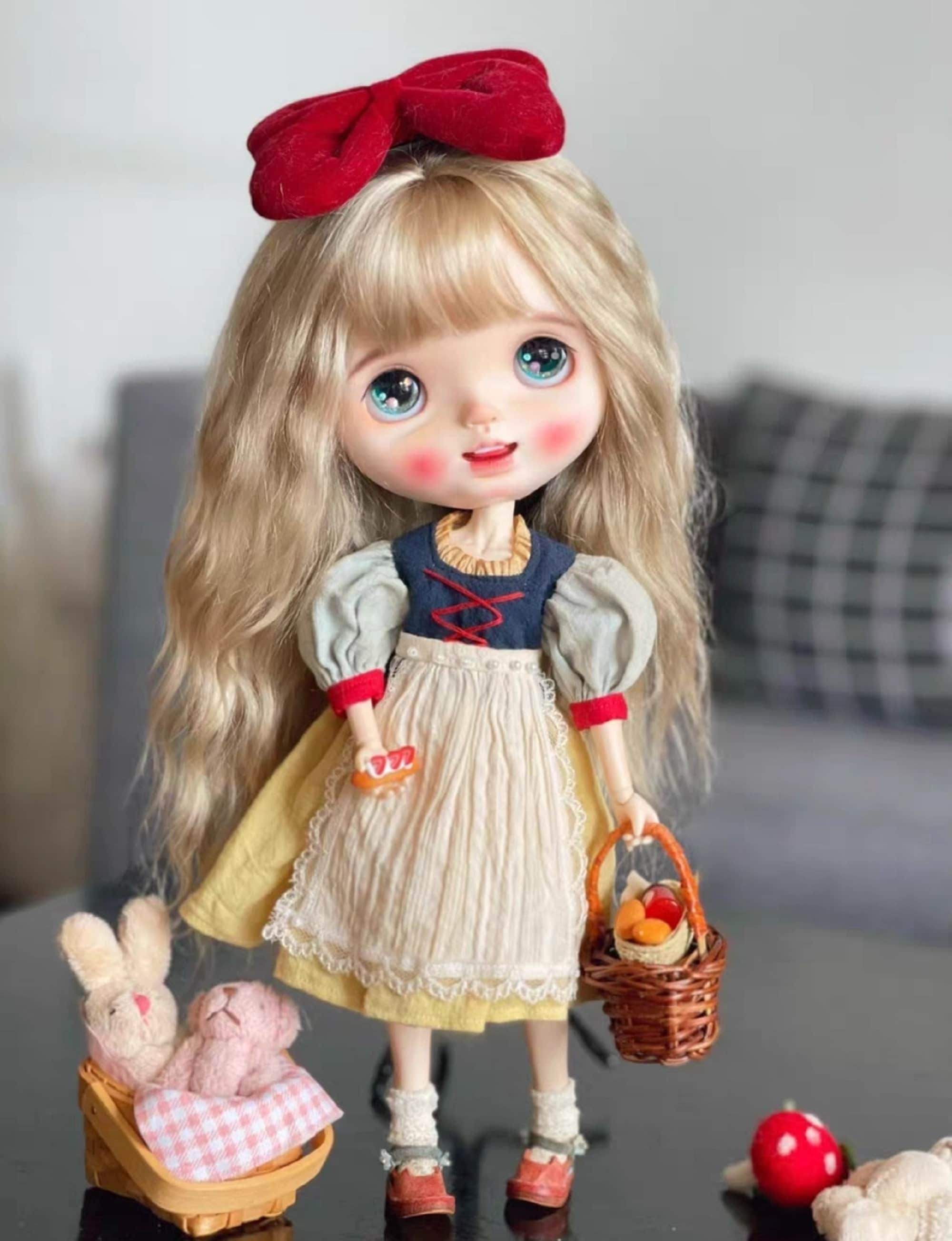 Blythe Dreiteiler Set, Blythe Schneewittchen Kleid, Blythe Blau Kleid, Neo Blythe Kleidung, Blythe Prinzessin Kleid
