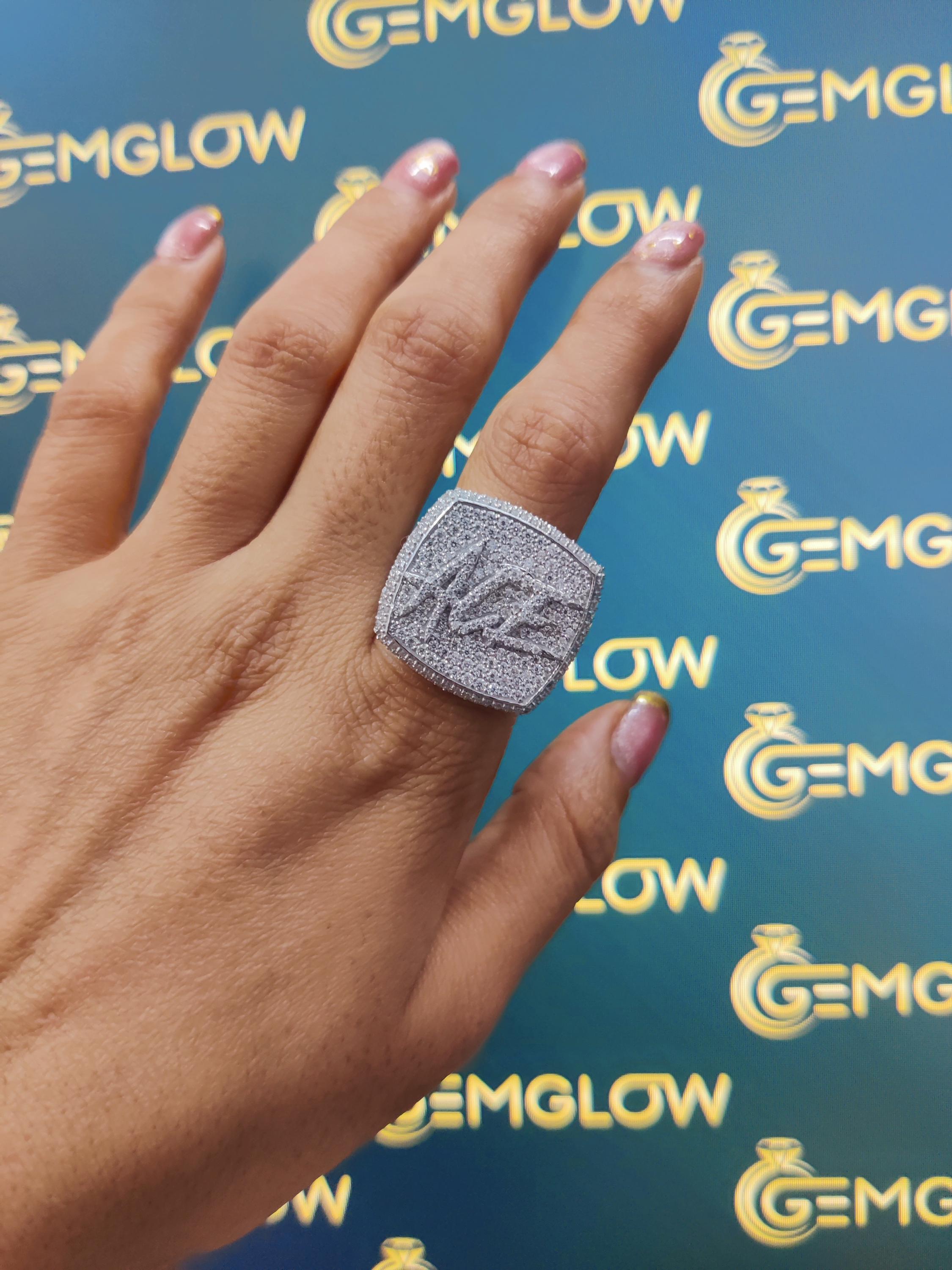 Iced Out Ringe für Männer, Hip Hop Schmuck, Bling Hip Hop Style Ring, Iced Out Ring, Iced Out Anfangsbuchstaben Ring, Moissanit Ring