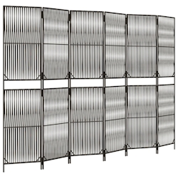 vidaXL Paravent 6-tlg. Grau Poly Rattan Image