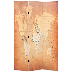 vidaXL Raumteiler klappbar 120 x 170 cm Weltkarte Gelb Image