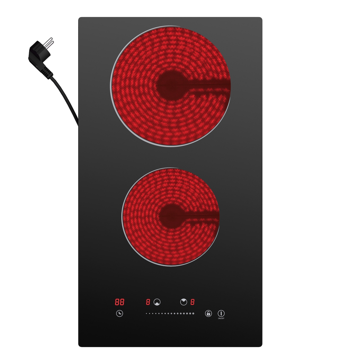 CDV Glaskeramik-Kochfeld 30 cm Glaskeramikkochfeld 2 Zonen 9 Stufen Berührungssteuerung 3000 W CDVER302 Image