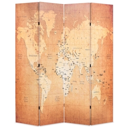 vidaXL Raumteiler klappbar 160 x 170 cm Weltkarte Gelb Image