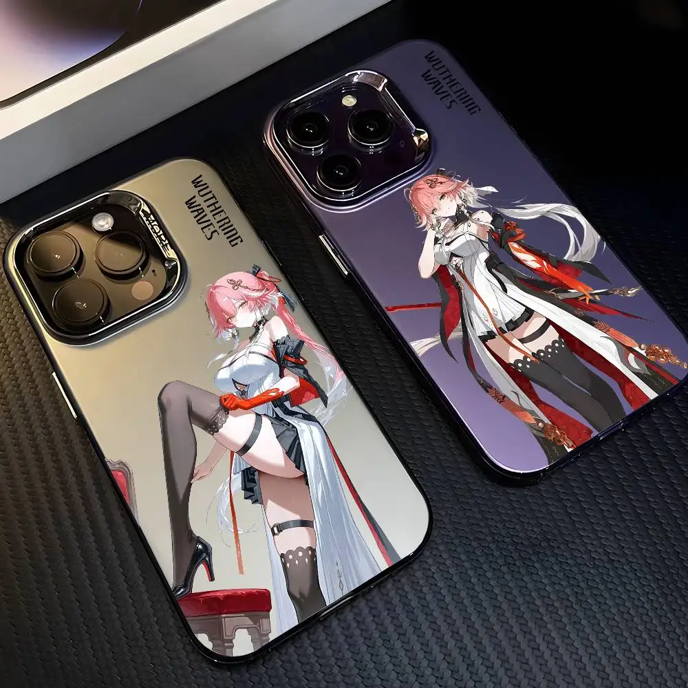 Changli Niedliche Wuthering Waves Handyhülle für IPhone 17 16 15 14 13 12 11 Pro Max Air Mehrfarbig Matt Laser Metallic Aurora Funda Image