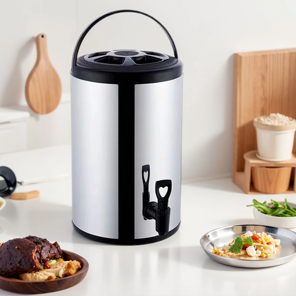 Dispenser per bevande in acciaio inossidabile da 6L/8L con rubinetto Dispenser per bevande isolato Secchio per bevande a botte di tè al latte per bevande calde