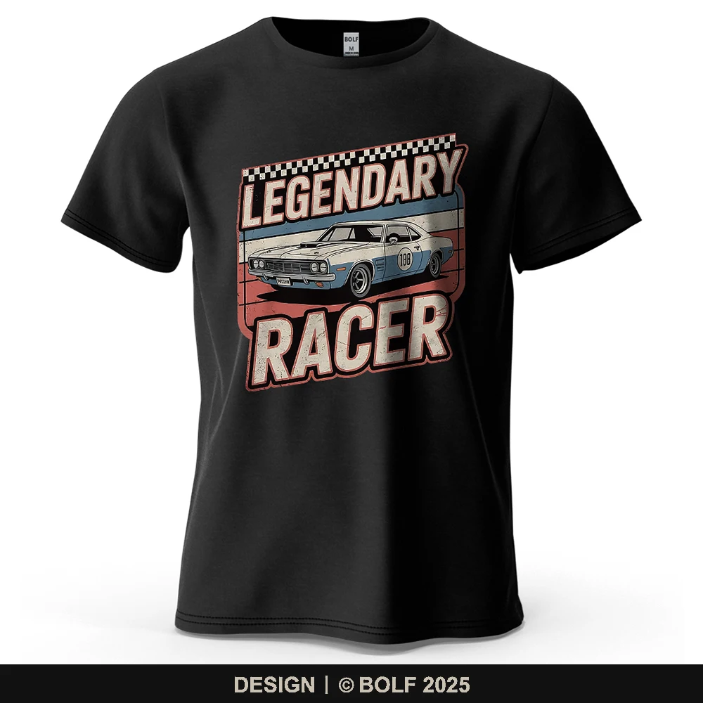 Legendäres Racer-bedrucktes Herren-T-Shirt aus 100 % Baumwolle, übergroße Retro-Grafik-T-Shirts für Damen, Tops, T-Shirts, lässige Streetwear Image
