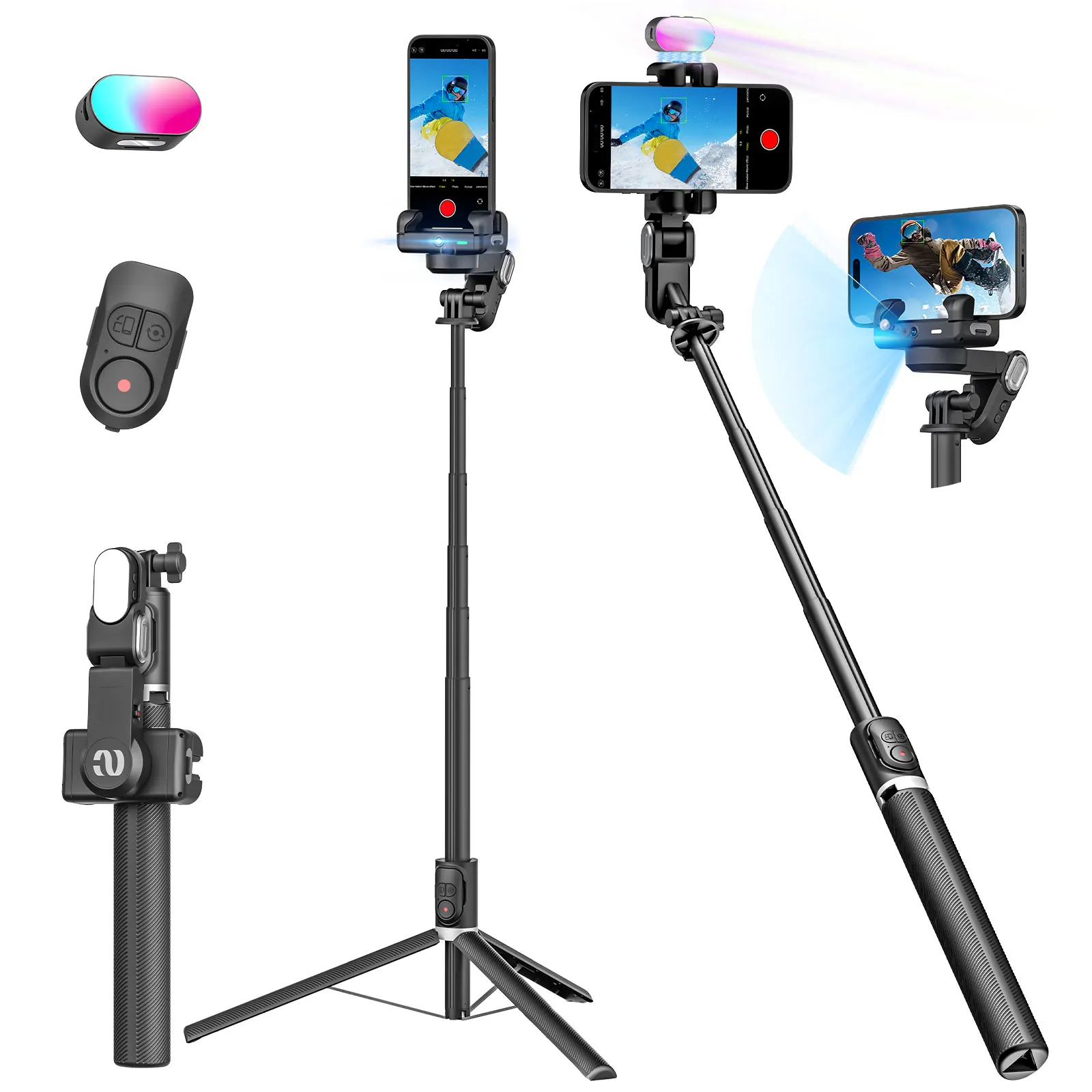 AOCHUAN M2PRO Smartphone GimRhStabilizer1-Axis Stabilisateur Face Tracking sans App 4-en-1 Mobile GimRhStabilisateur pour téléphone