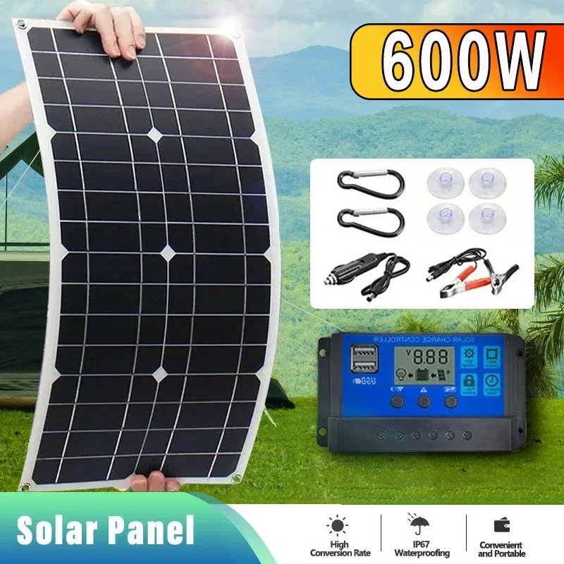 600w Solar panel Solar Power Bank 12V 18V Solar Batterie Kit Ladegerät, Notfall ausrüstung für Camping im Freien, Tourismus, Image