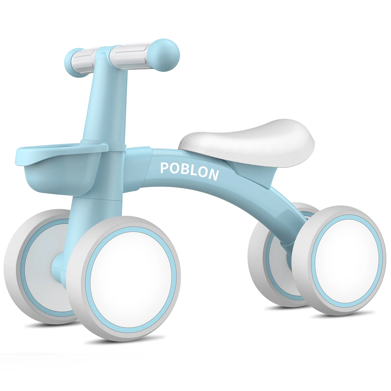 Baby Walkers, Poblon ungepedaliertes Baby-Laufrad für Kinder von 1 bis 2 Jahren, 12–24 Monate, 4 Räder, Fahrrad mit Korb