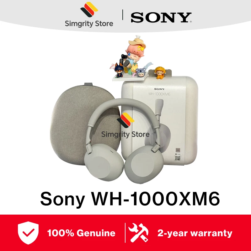 Cuffie wireless Bluetooth over-ear con cancellazione del rumore Sony WH-1000XM6, suono ad alta risoluzione, comfort eccezionale, design pieghevole, custodia resistente, batteria da 30 ore, iOS e