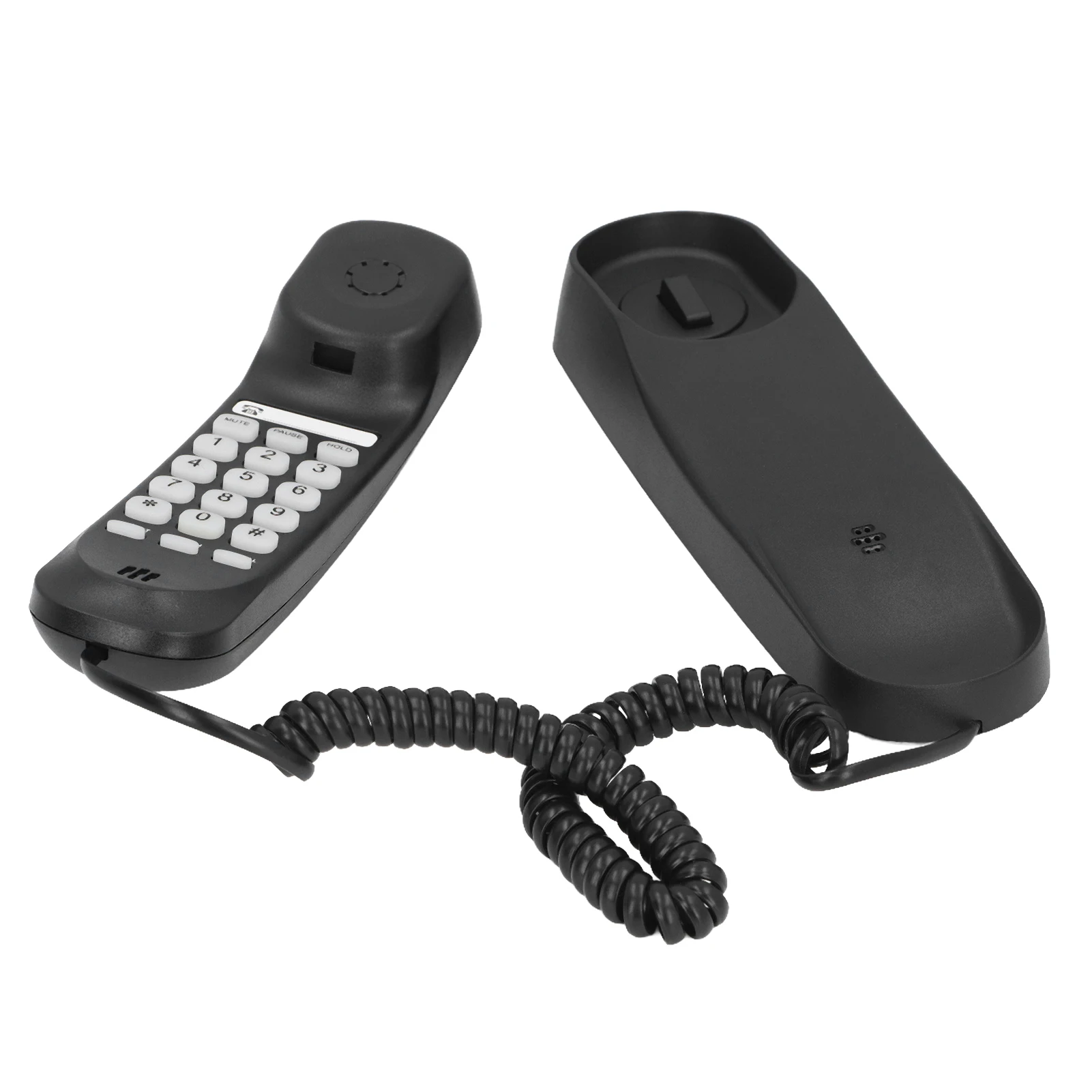 Mini-Desktop-Festnetztelefon mit Kabel, festes Telefon, wandmontierbar, unterstützt Stummschaltung/Pause/Wiederholung und 2-Ring-Lautstärke einstellbar