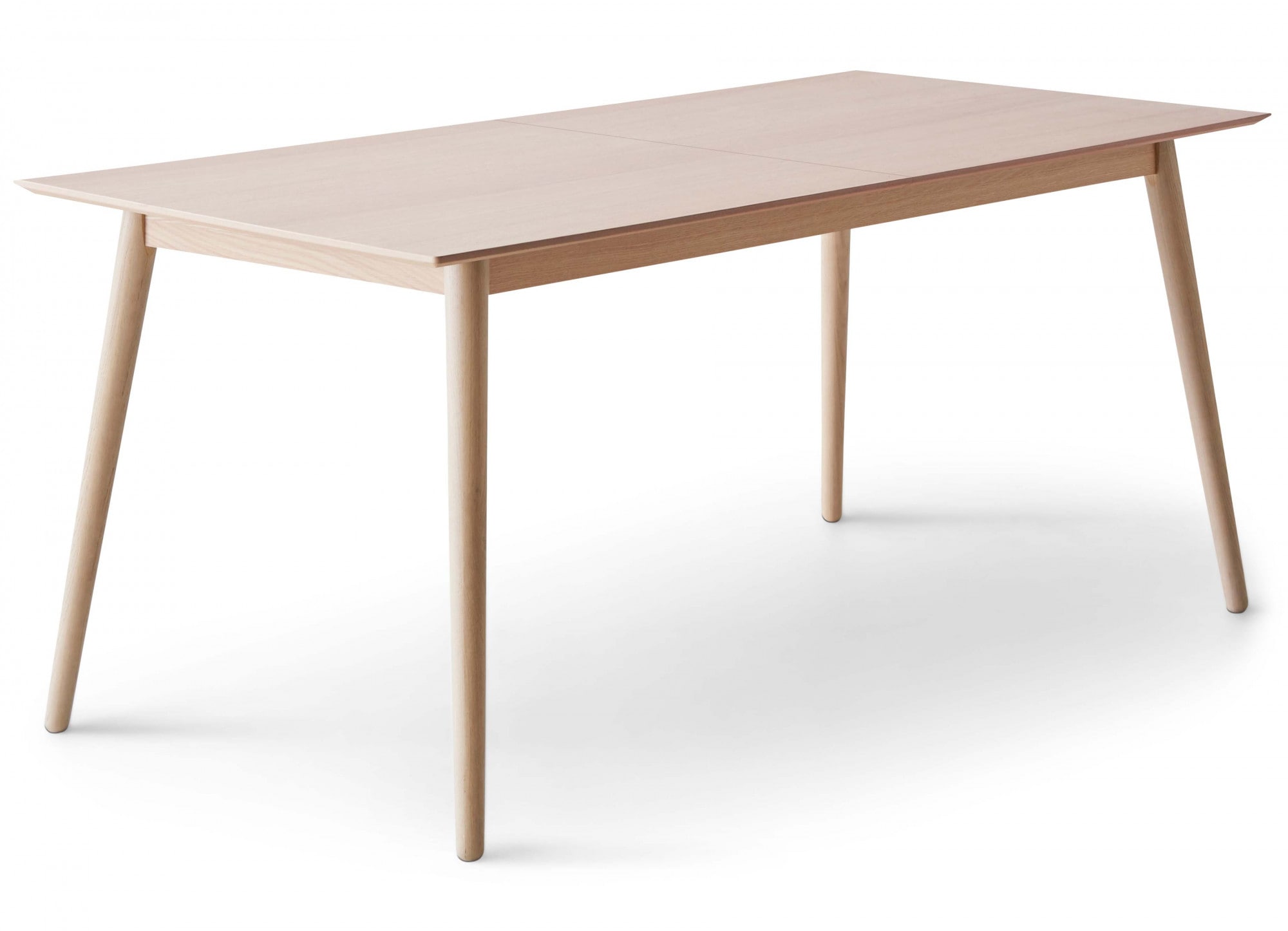 Esstisch HAMMEL FURNITURE "Meza Designtisch mit Auszugsfunktion und 2 Einlegeplatten", beige (natur, schwarz, natur), B:210cm H:74cm T:100cm, Tischplatte: Weißpigmentiertes, matt lackiertes Eichenfurnier (natürliche MDF-Kante). Gestell: Massive... Image