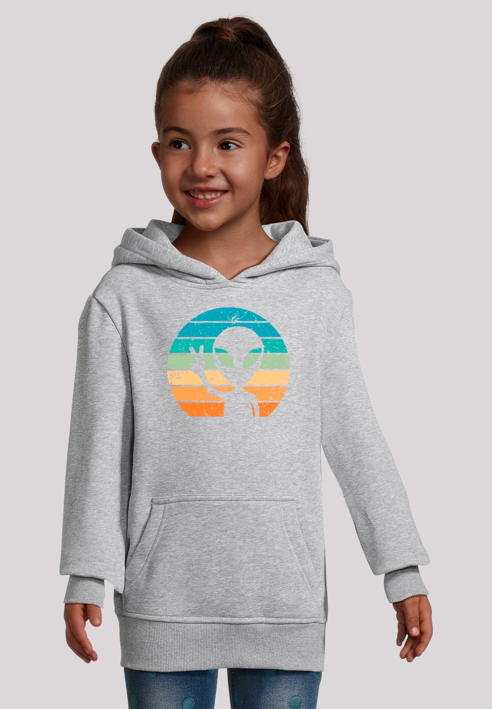 Kapuzenpullover F4NT4STIC "Alien Piece Sonnenuntergang", Mädchen, Gr. 134/140, erdgrau, Obermaterial: 65% Baumwolle, 35% Polyester, relaxed fit, Pullover, Premium Qualität Image