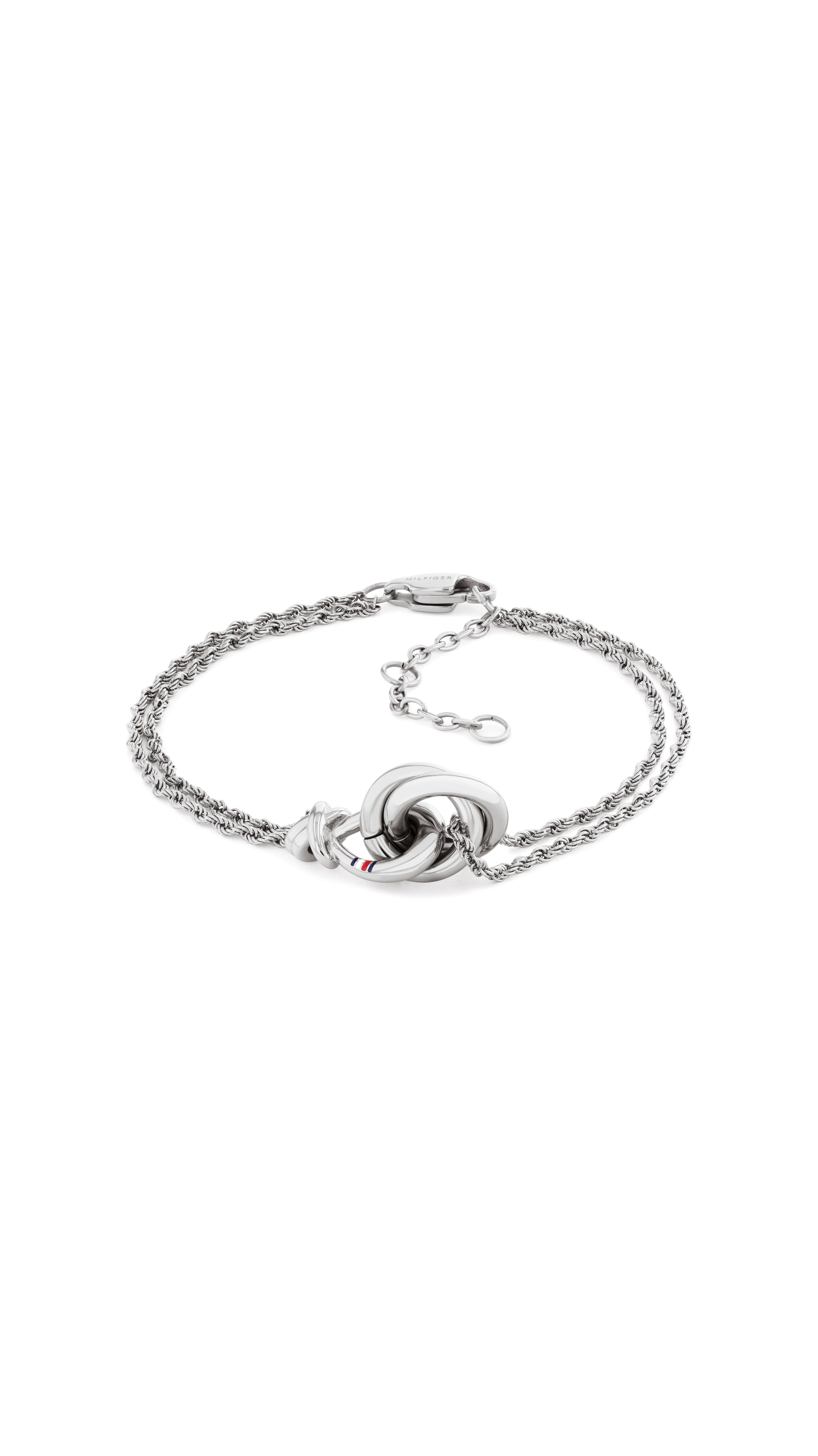 Armkette TOMMY HILFIGER "NAUTICAL KNOT", edelstahlfarben, blau, weiß, rot, Armbänder, Damen, 19cm, Edelstahl Image