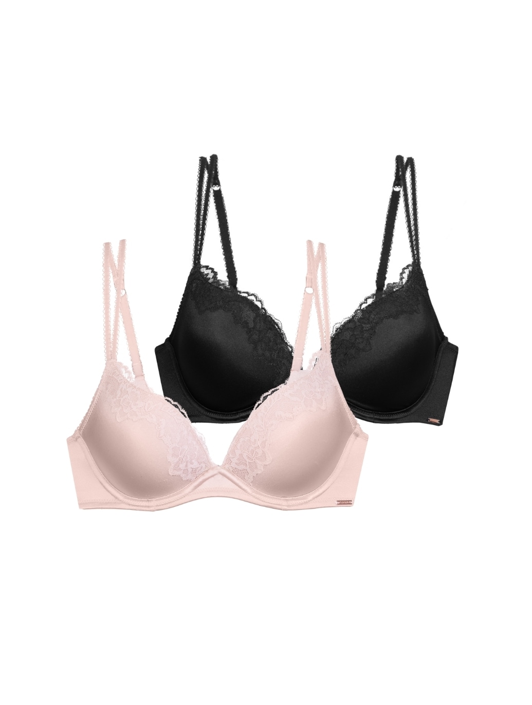 Push-up-BH DORINA "ORIGINS-SHINY MICRO", Damen, Gr. 90, Cup D, pink, schwarz, Spitze, Obermaterial: 63% Polyamid, 19% Elasthan, 18% Polyester, BHs Image