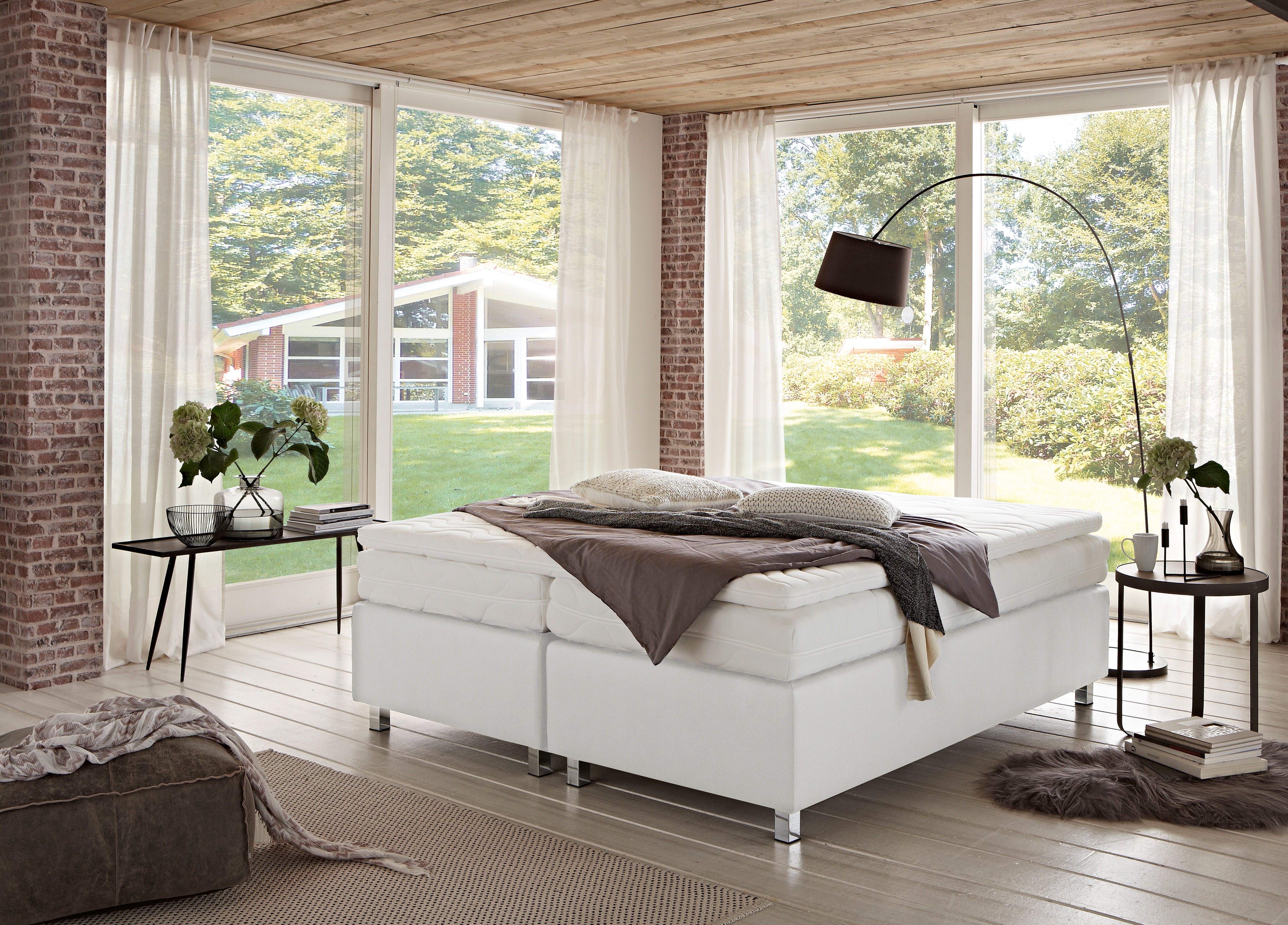 Boxspringbett "London", weiß, B:180cm L:200cm, WESTFALIA SCHLAFKOMFORT, Komplettbetten Image