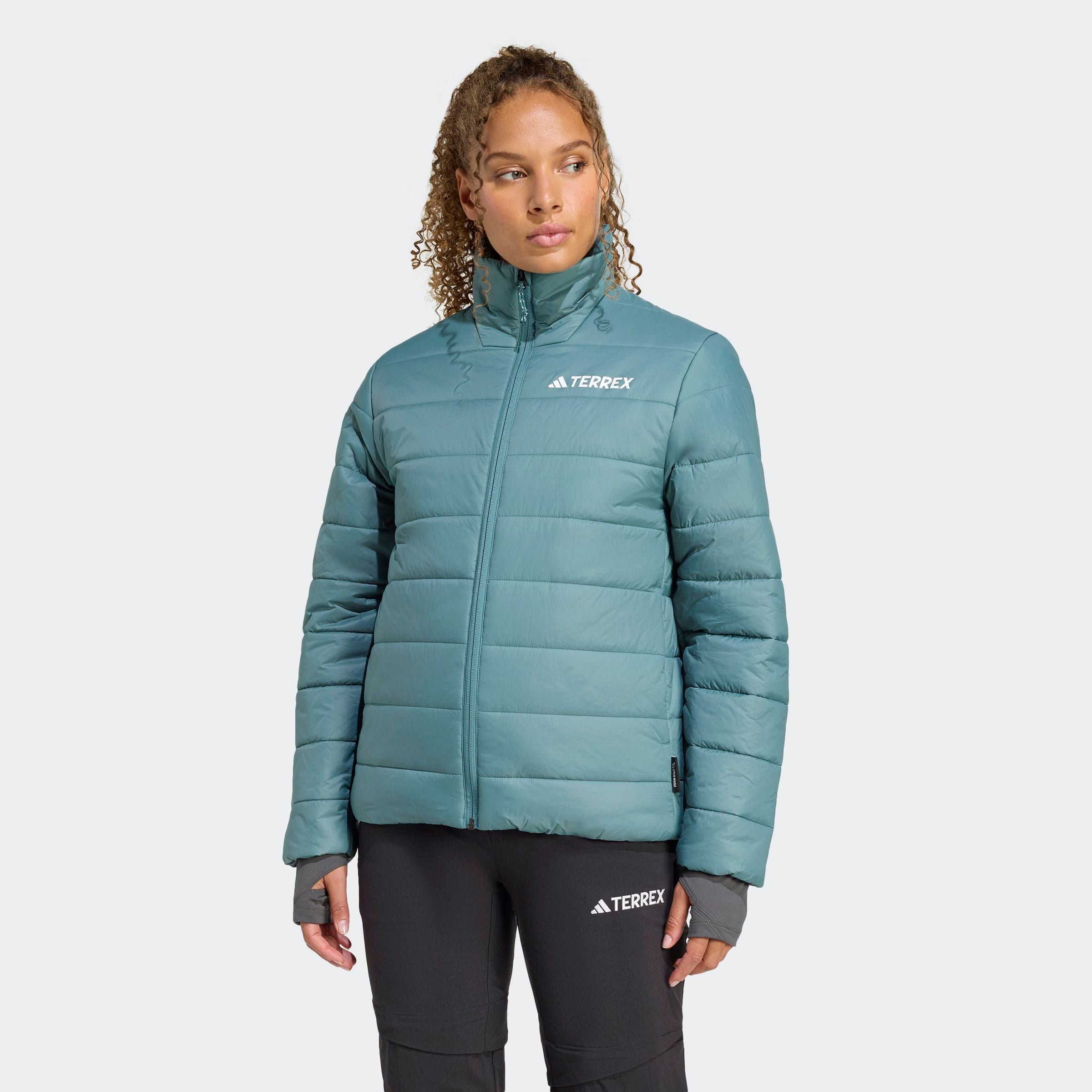 Steppjacke ADIDAS TERREX "MULTI ESSENTIALS", Damen, Gr. L, preloved teal, Obermaterial: 100% Polyamid, Jacken Steppjacke