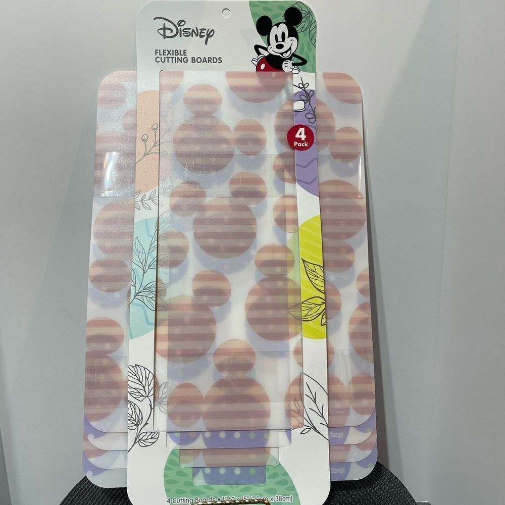 Disney Kitchen | Disney Mickey Mouse Flexible Cutting Boards Set Of 4 Pink And Purple Nwt | Color: Pink/Purple | Size: 11.5”X15”