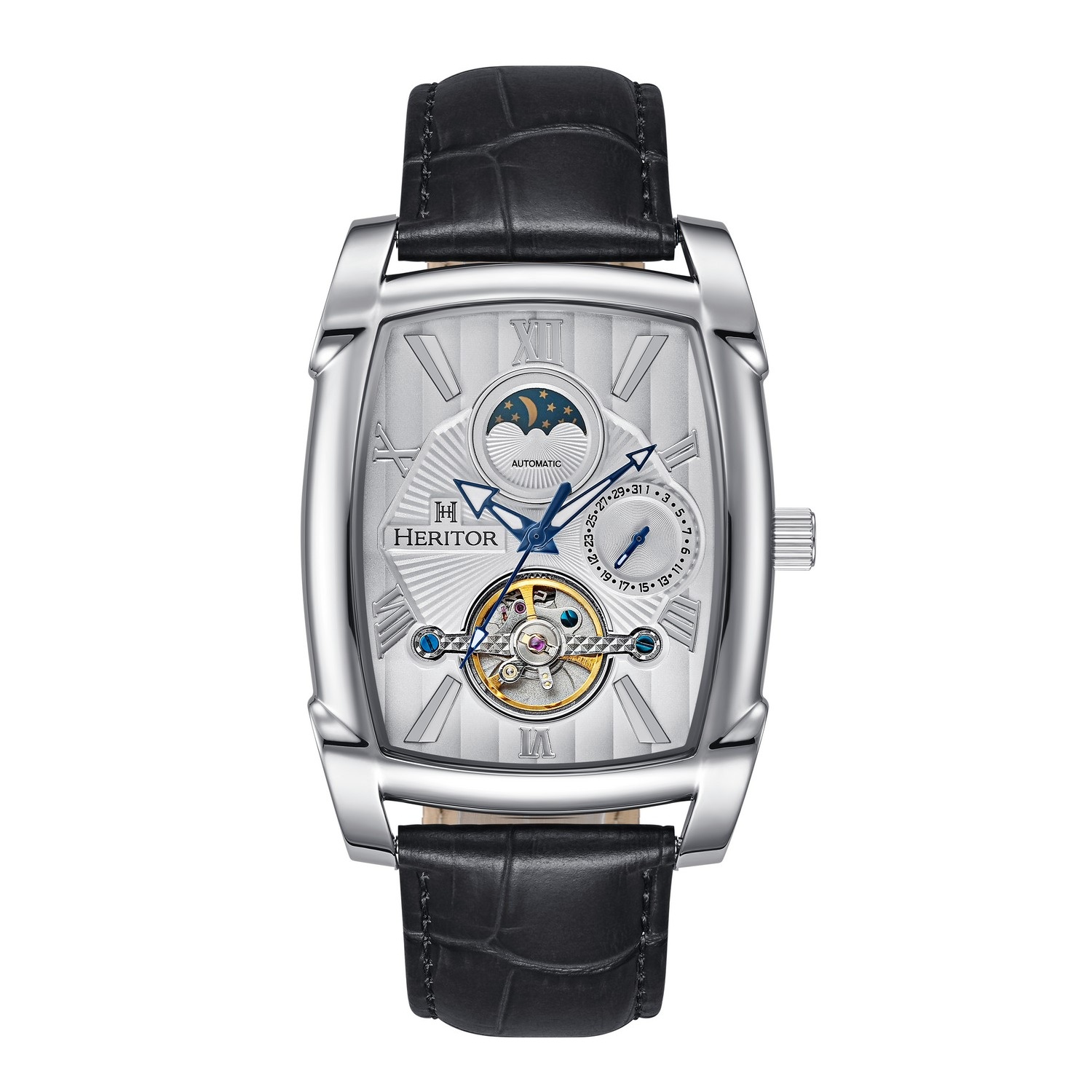 Heritor Automatikuhr Valentin mit Lederarmband und Datum Image