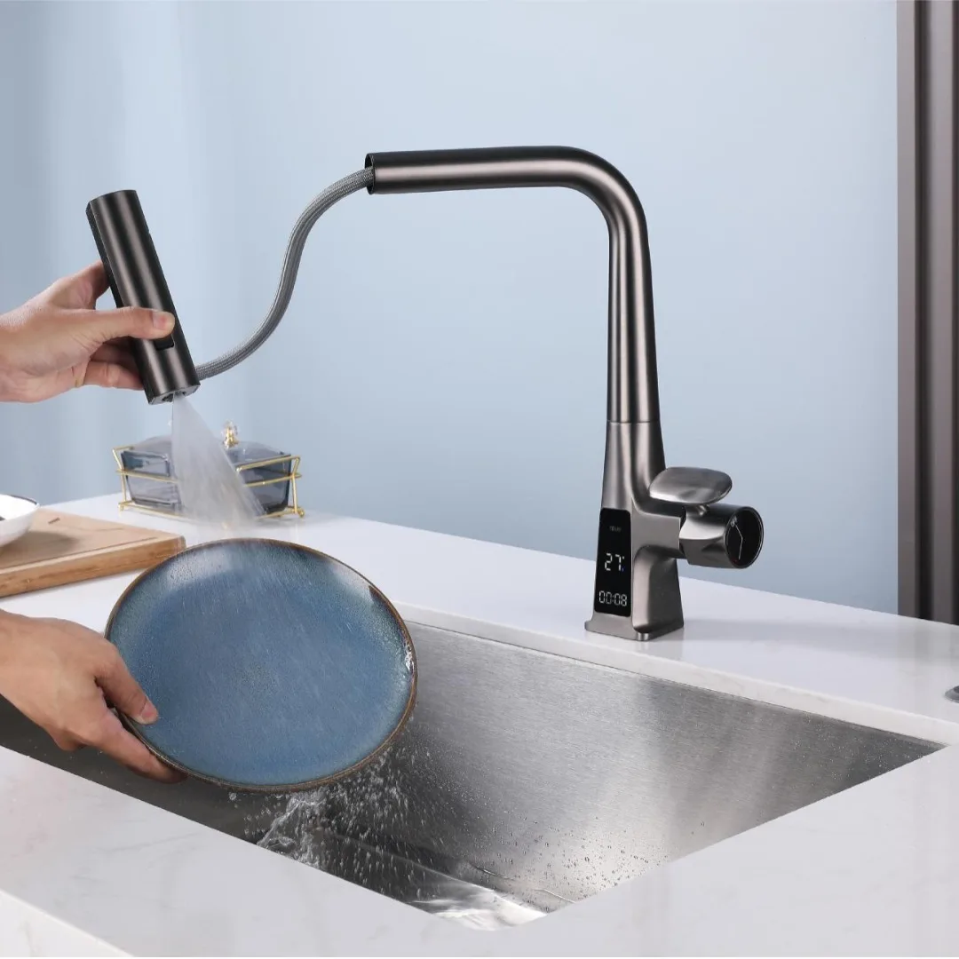 Kitchen Faucet Temperature Faucet Kitchen Pull Out Kitchen Sink Faucet Digital Display Function Rotatable Kitchen Taps
