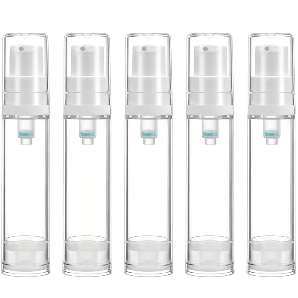 5 Stück Vakuum-Lotion-Flaschen, 10 ml, Airless-Pumpflaschen, Kunststoff, nachfüllbar, Reise-Kosmetikbehälter für Cremes, Lotion, Foundation Image