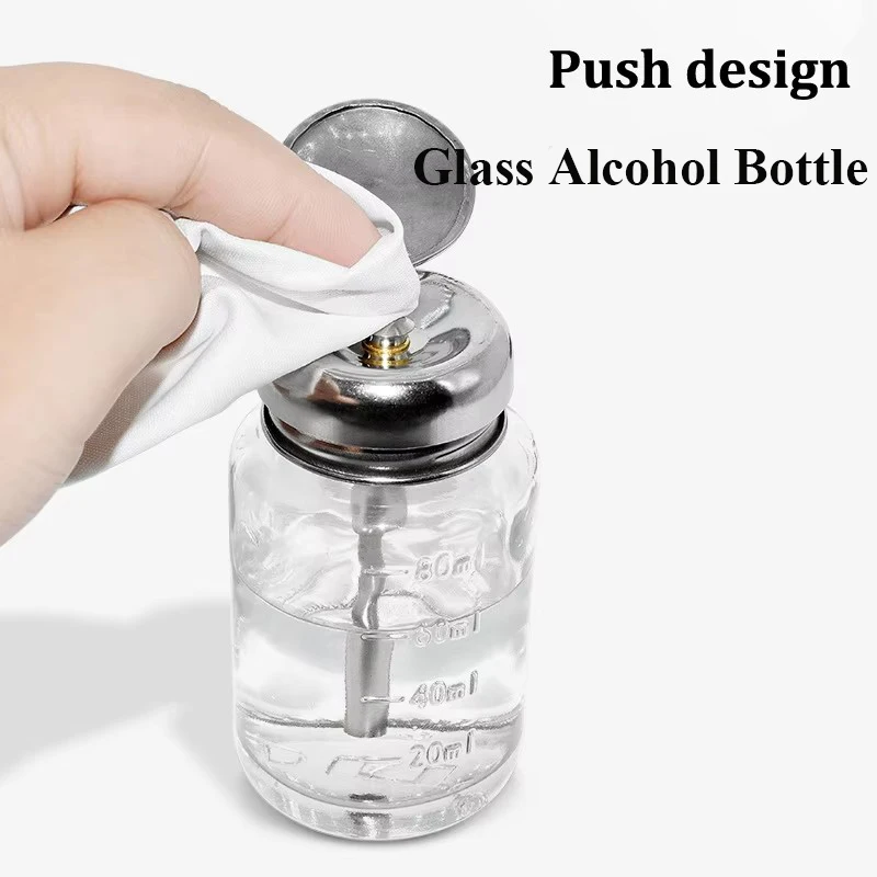80 ml korrosionsbeständige manuelle Pumpspenderflasche. Glas-Alkoholflasche in Presstyp Image