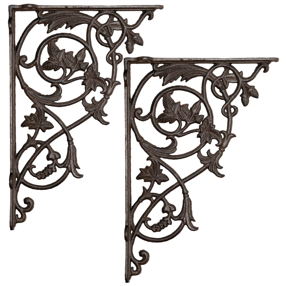 Moritz 2x Regalwinkel Wandregal 22,3 x 32,5 cm Regalträger Halter Wandträger Gusseisen braun Image