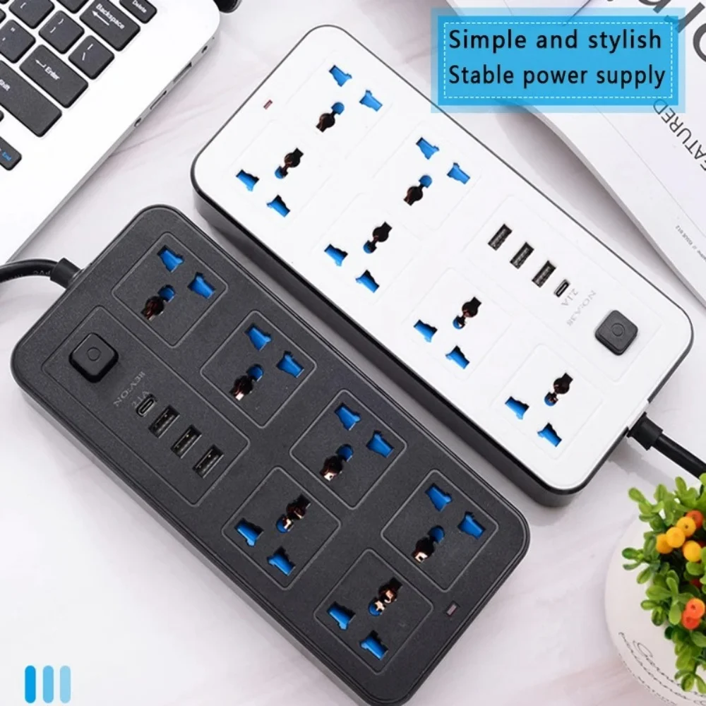 Presa multipla universale per presa EU US UK Presa multipla con prolunga da 2 m Presa elettrica per ricarica porta USB CA tipo C