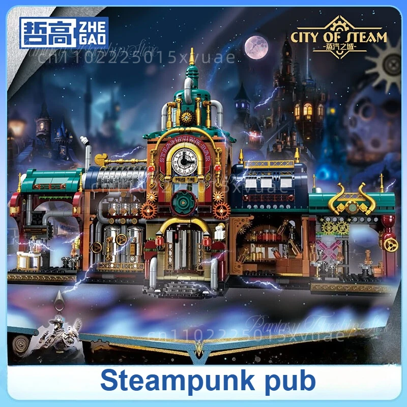 ZHE GAO Bausteine Steampunk Bar Kleine Partikel Street View Puzzle Set Spielzeugmodelle Dekoration für Kinder Halloween Geschenk Image
