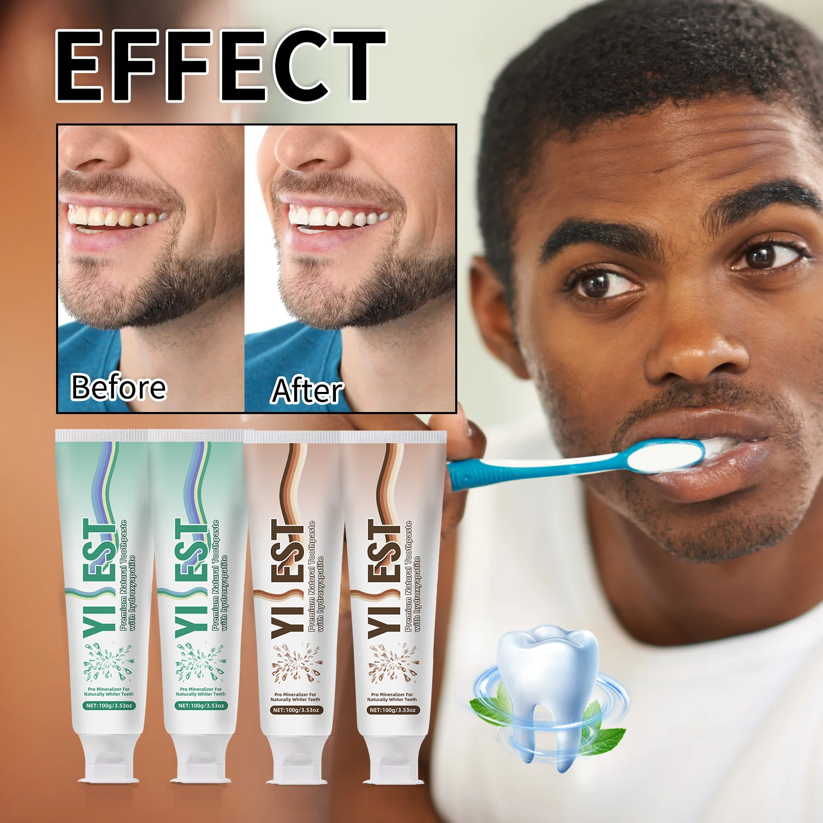 Nano-Hydroxyapatit-Zahnpasta, frischer Atem, Minze, um Mundgeruch zu entfernen, Aufhellung, Fleckenentfernung, Zahnpasta, Zahnaufhellung Image